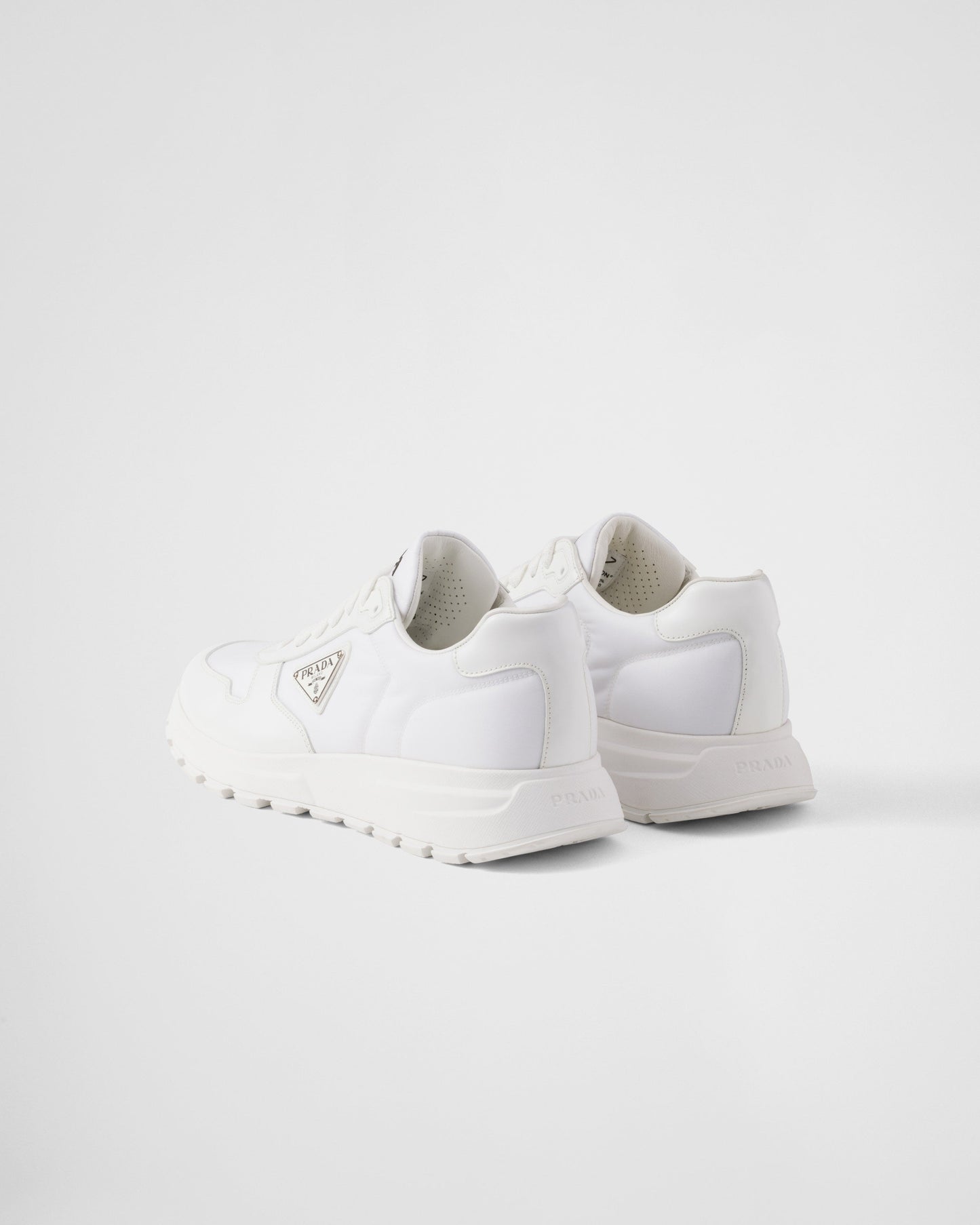 Prada White Brushed Leather Sneakers