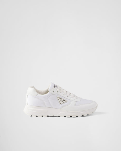 Prada White Brushed Leather Sneakers