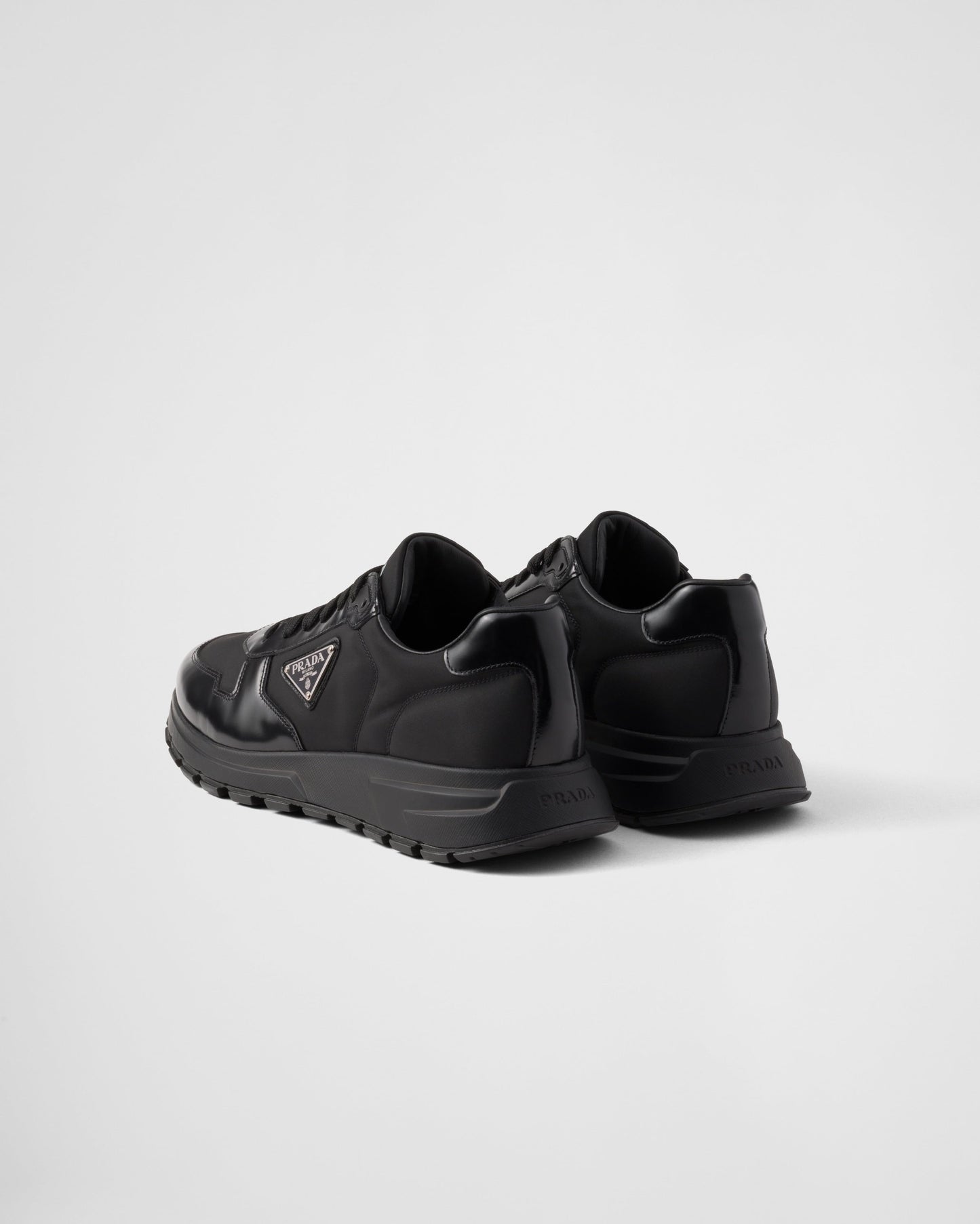 Prada Black Brushed Leather Sneakers