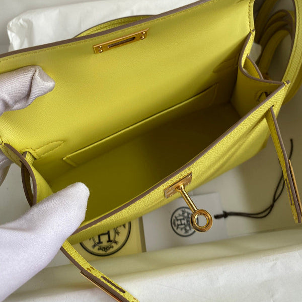 Hermes - Kelly 19 cm Jaune soleil