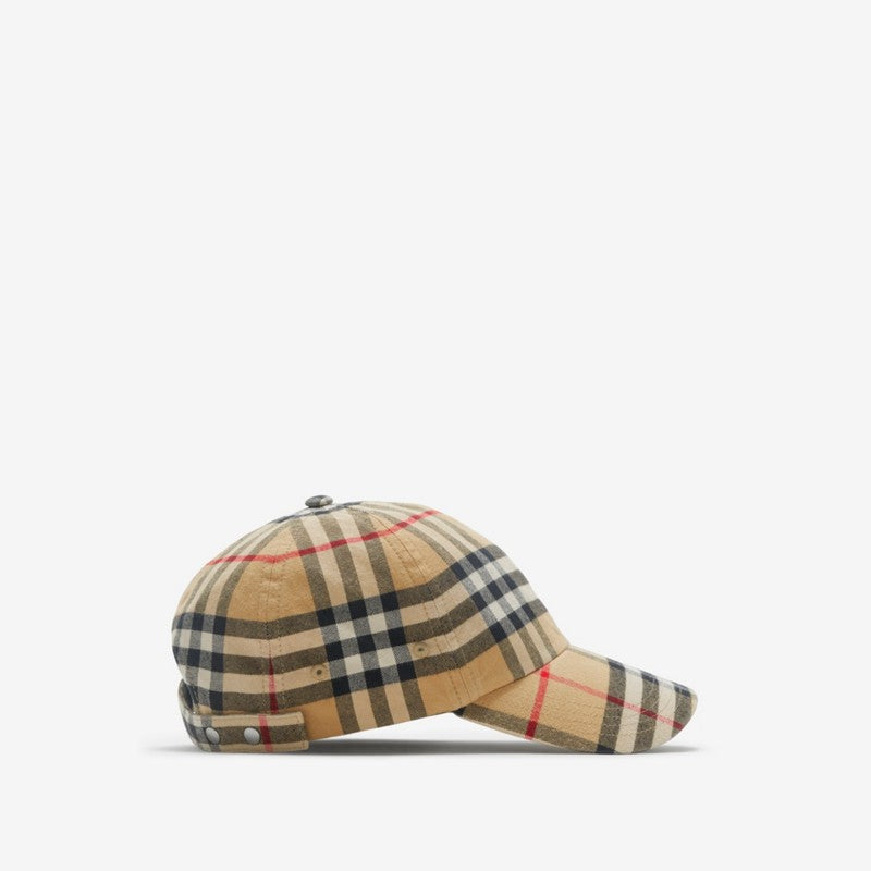 Check Cotton Blend Baseball Cap