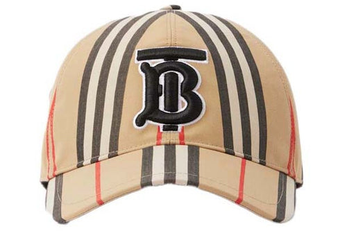 Traditional checkered cotton baseball cap with beige monogram