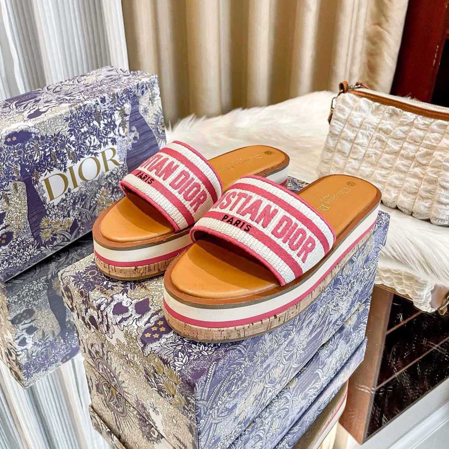 Dior - Dway Platform Slide Natural Rose