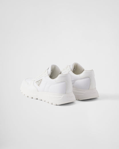 Prada White Brushed Leather Sneakers 
