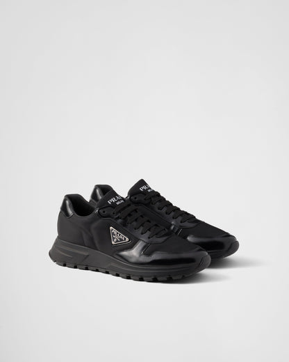 Prada Black Brushed Leather Sneakers 