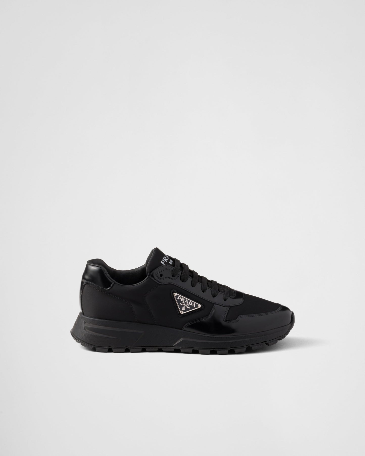 Prada Black Brushed Leather Sneakers 