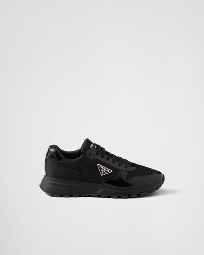 Prada Black Brushed Leather Sneakers 