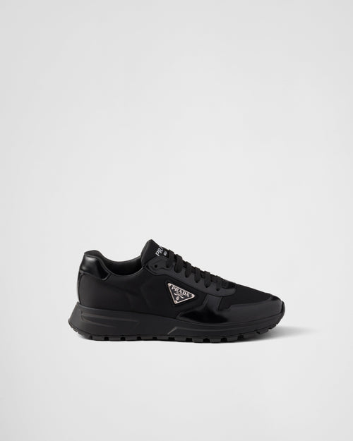 Prada Black Brushed Leather Sneakers 