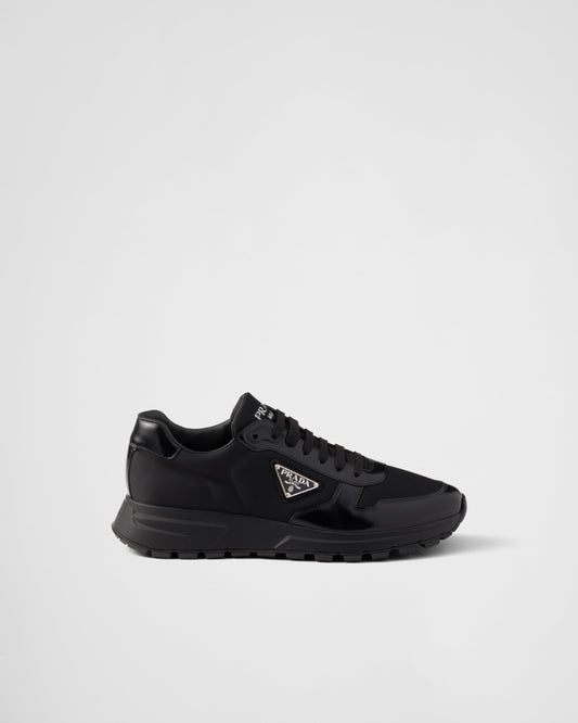Prada Black Brushed Leather Sneakers 