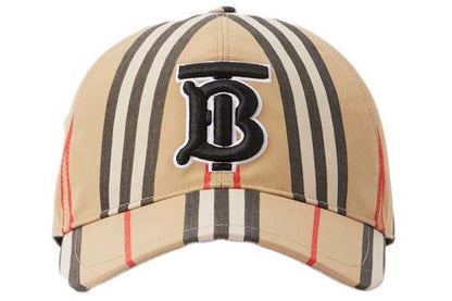 Traditional checkered cotton baseball cap with beige monogram